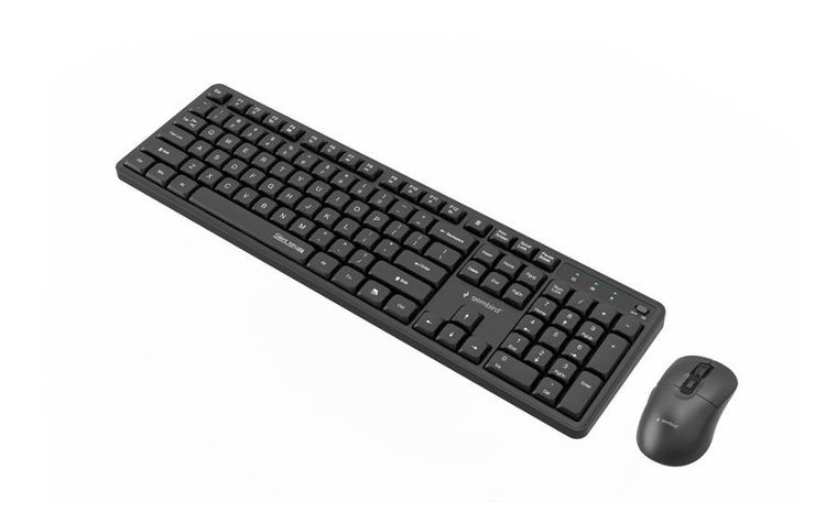 Gembird, Silent Key Pro Business, zestaw bezprzewodowy, klawiatura i mysz, czarny, układ US