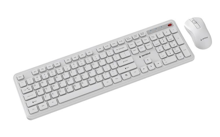 Gembird, Slim Pro Business, zestaw bezprzewodowy, klawiatura i mysz, biały, układ US