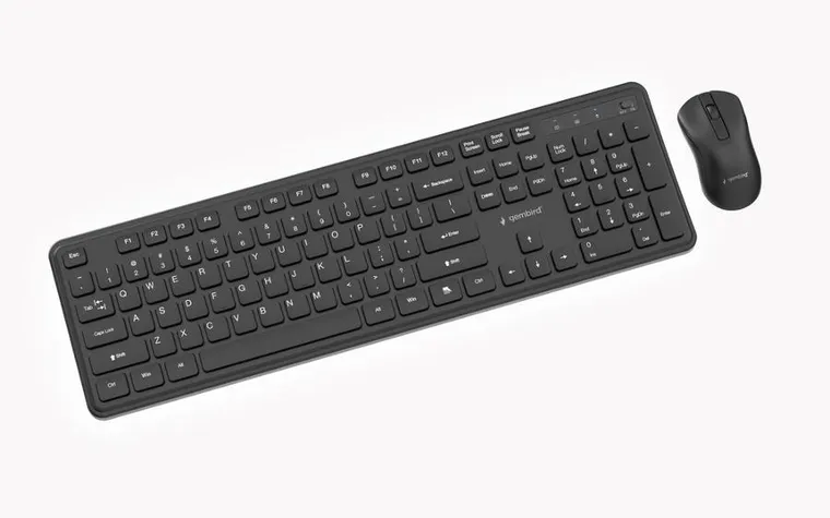 Gembird, Slim Pro Business, zestaw bezprzewodowy, klawiatura i mysz, czarny, układ US