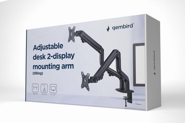 Gembird, uchwyt dla 2 monitorów, regulowany, 17"-32"