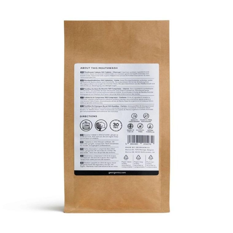 Georganics, Activated Charcoal, naturalne tabletki do płukania jamy ustnej, 720 tabletek