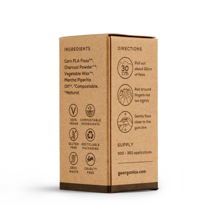 Georganics, naturalna nić dentystyczna z węglem, refill, 50 m, 2 szt.