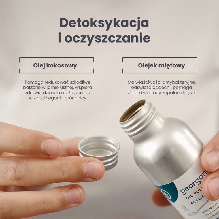 Georganics, Olej do płukania ust, English Peppermint, 100 ml
