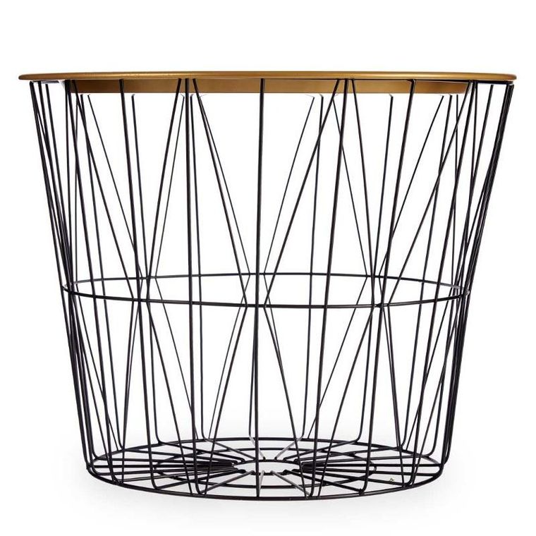 Giftdecor, Luvo, stolik kosz z złotym blatem, średnica 52 cm