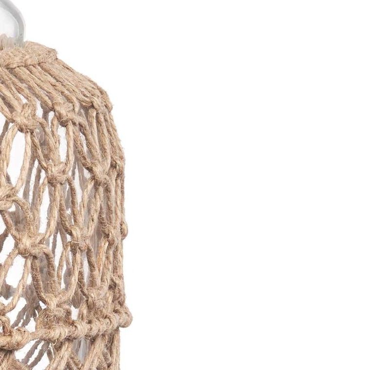 Giftdecor, ozdobna butelka w plecionce ze sznurka w naturalnym kolorze