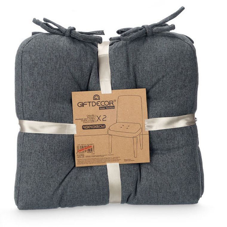 Giftdecor, poduszki na krzesło z pikowaniem i troczkami, 40-40 cm