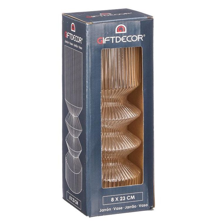 Giftdecor, wazon szklany tuba, ryflowane szkło, 8-23 cm