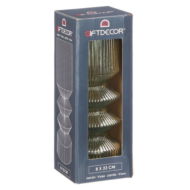 Giftdecor, wazon szklany tuba, ryflowane szkło, 8-23 cm