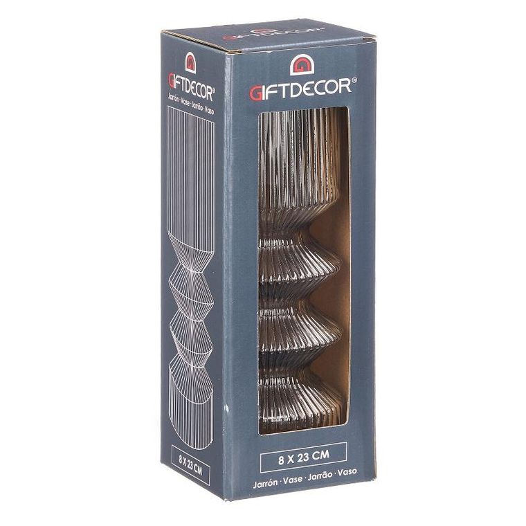 Giftdecor, wazon szklany tuba, ryflowane szkło, 8-23 cm