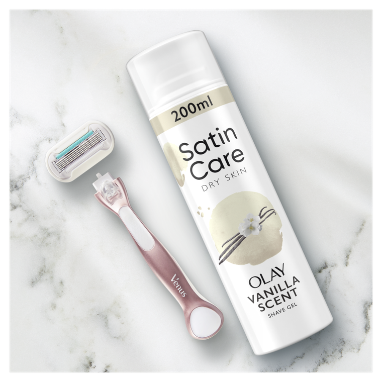 Gillette, Satin Care Vanilla Dream z dodatkiem olay, żel do golenia, 200 ml