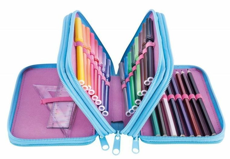 Gimboo, piórnik szkolny z wyposażeniem, sweet, różowy