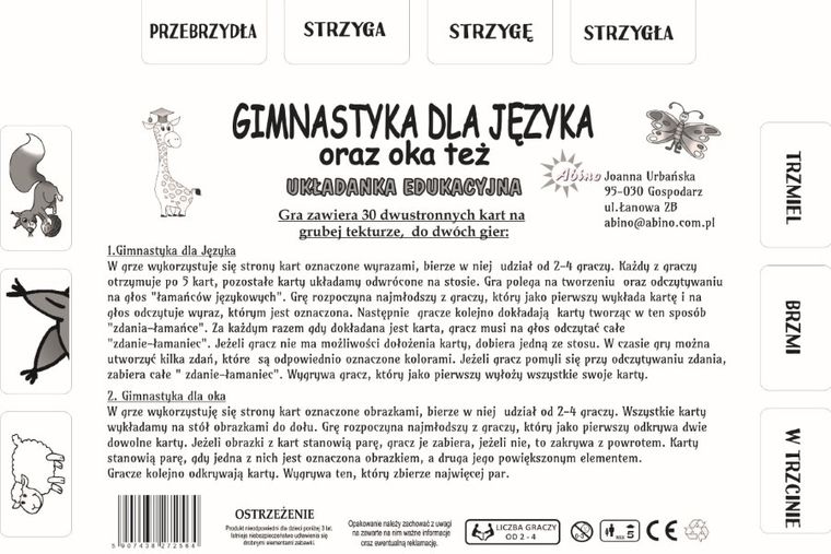 Gimnastyka dla języka, gra logopedyczna