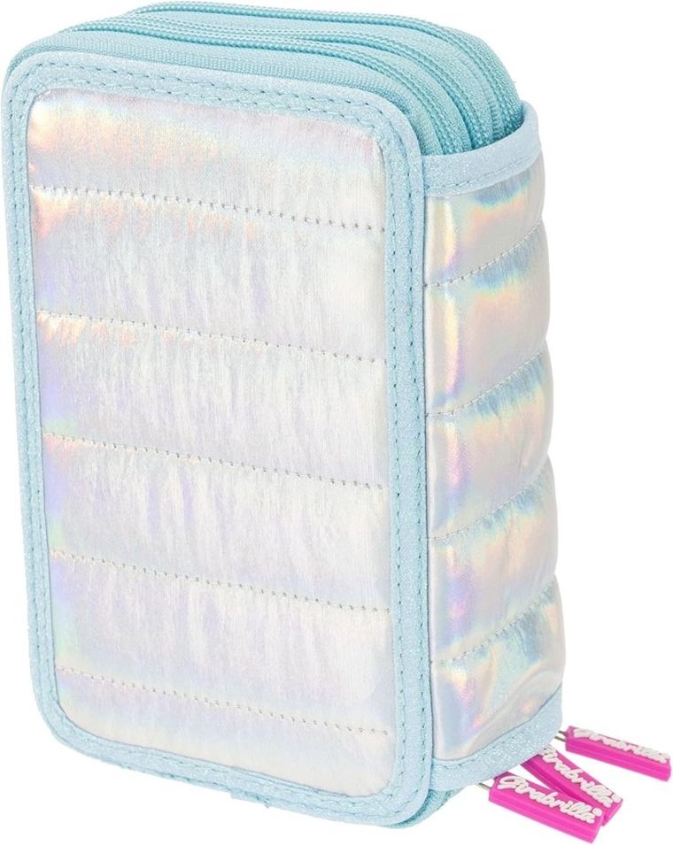 Girabrilla, piórnik rozkładany, potrójny, z wyposażeniem, jednorożec, błękitny