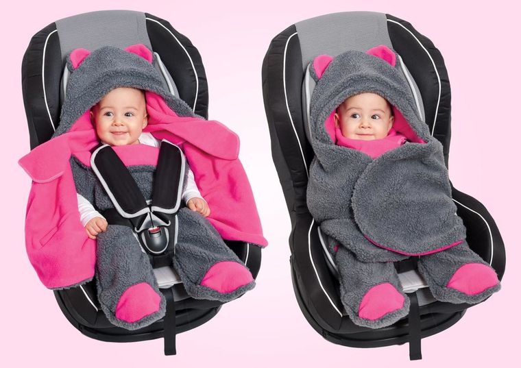 Glik, rożek futerkowy z nóżkami, do fotelika samochodowego, szary