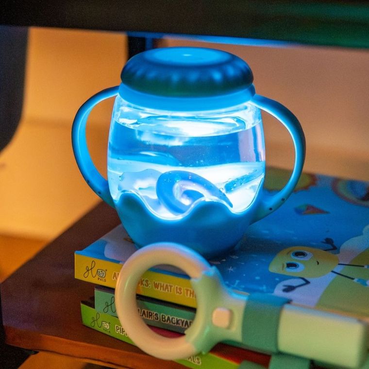 Glo Pals, słoik sensoryczny do napełnienia wodą, turkusowy