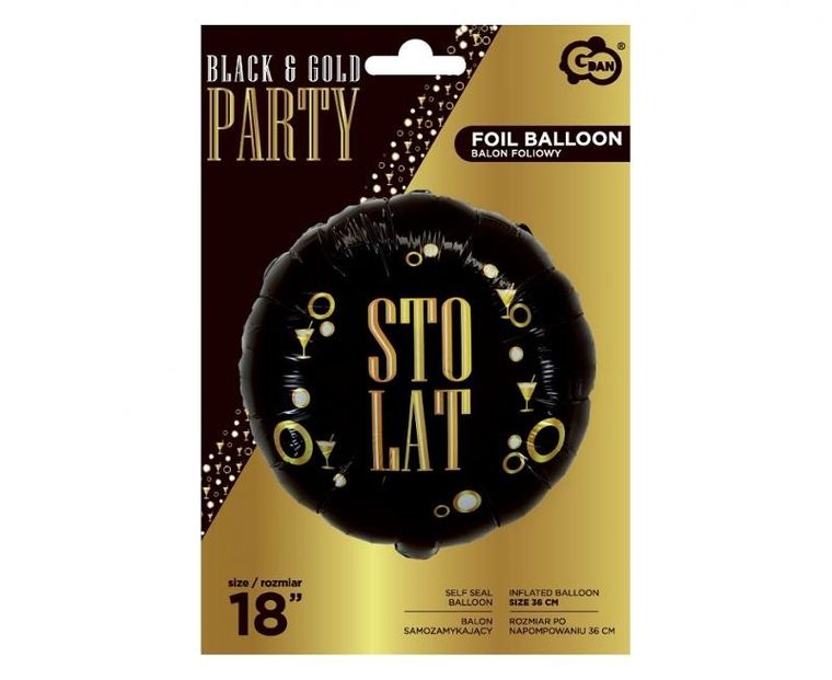 Godan, balon foliowy Sto Lat B&g Party, 18 cali