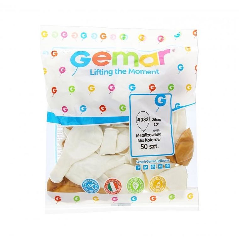 Godan, balony Metal, złote i perłowe, 50 szt.