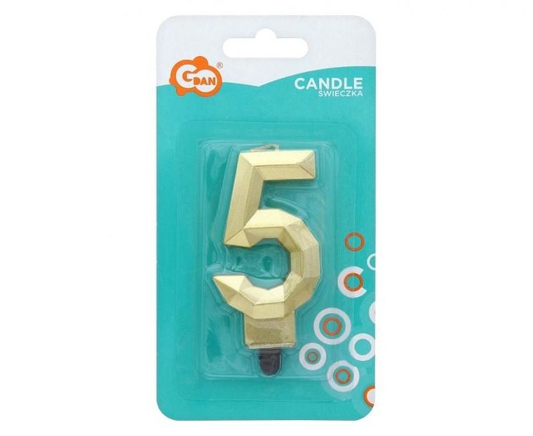 Godan, świeczka cyfra 5, Diament, 7.6 cm
