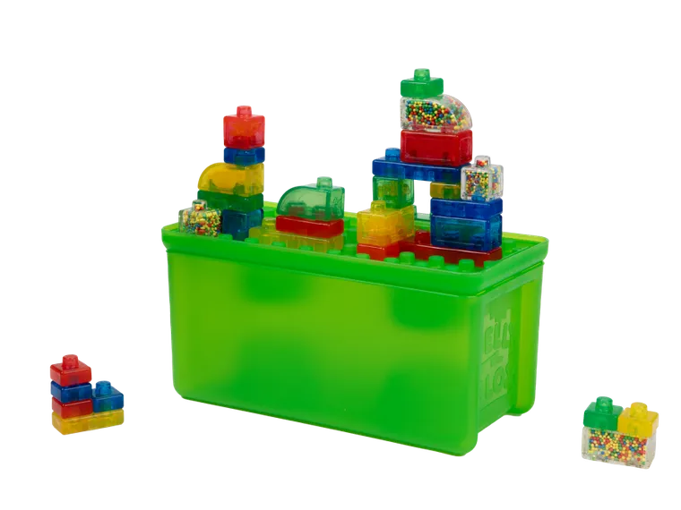 Goliath, Jelly Blox, Stash & Stack, elastyczne klocki z pudełkiem do przechowywania, 30 elementów