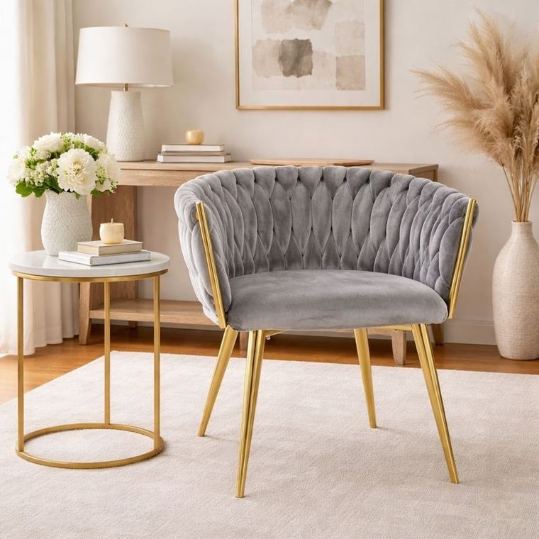 Gordon Trade, Glamour, krzesło welurowe, szare