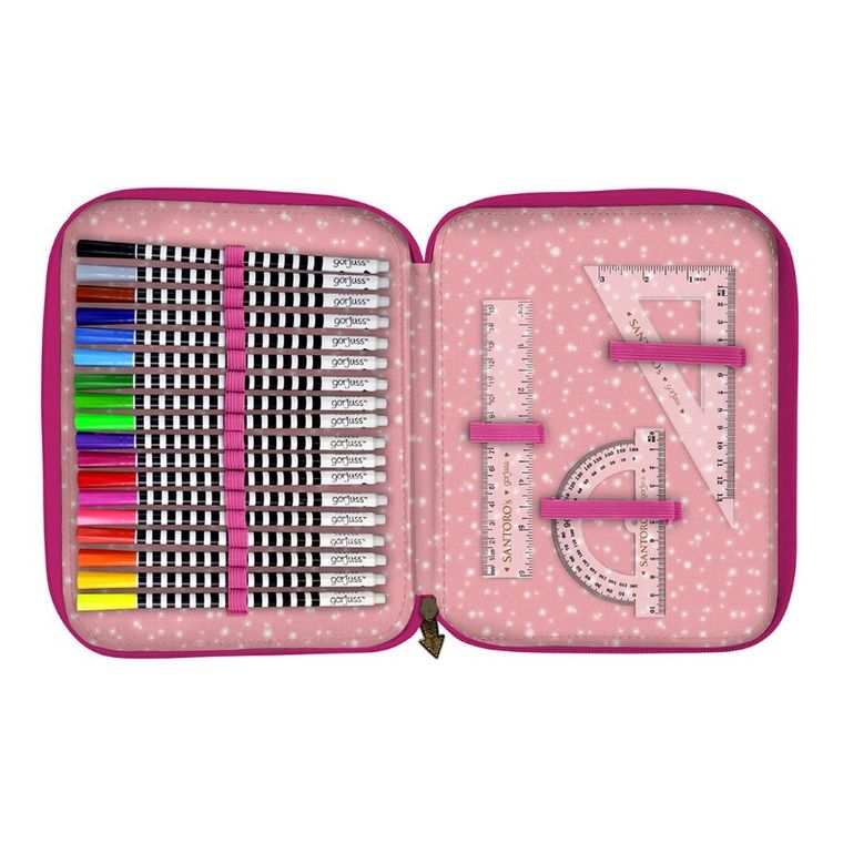 Gorjuss, Fairground, Carousel, podwójny piórnik z wyposażeniem