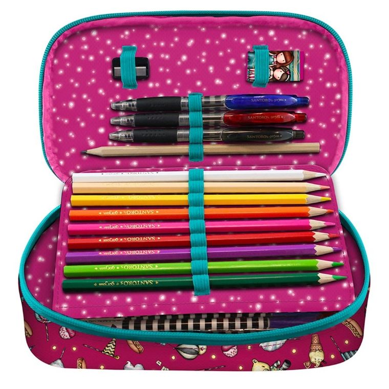 Gorjuss, Fairground, Fireworks, 4-częściowy piórnik z wyposażeniem, rozkładany