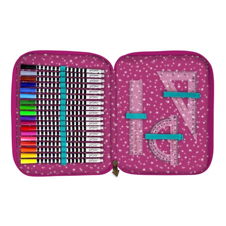 Gorjuss, Fairground, Fireworks, podwójny piórnik z wyposażeniem