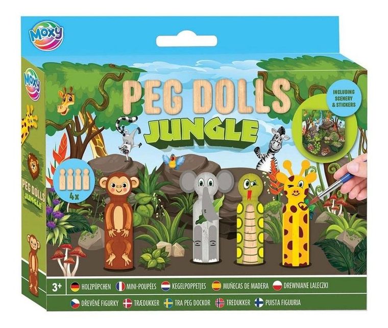Grafix, Dżungla, zestaw drewnianych laleczek do malowania