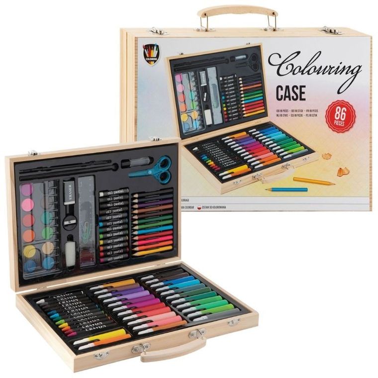 Grafix, zestaw artystyczny, walizka drewniana, 86 elementów