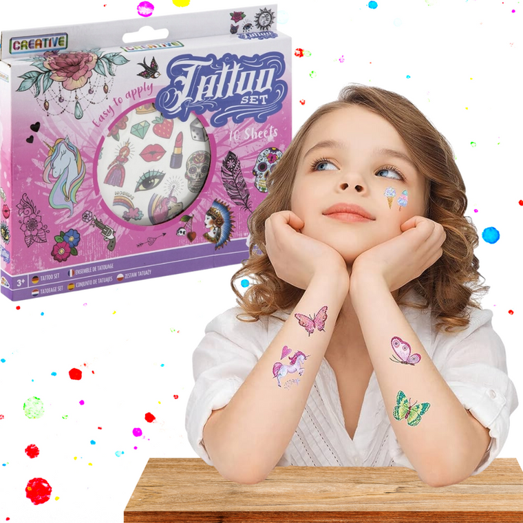 Grafix, zestaw do tatuażu, 10 arkuszy, różowy