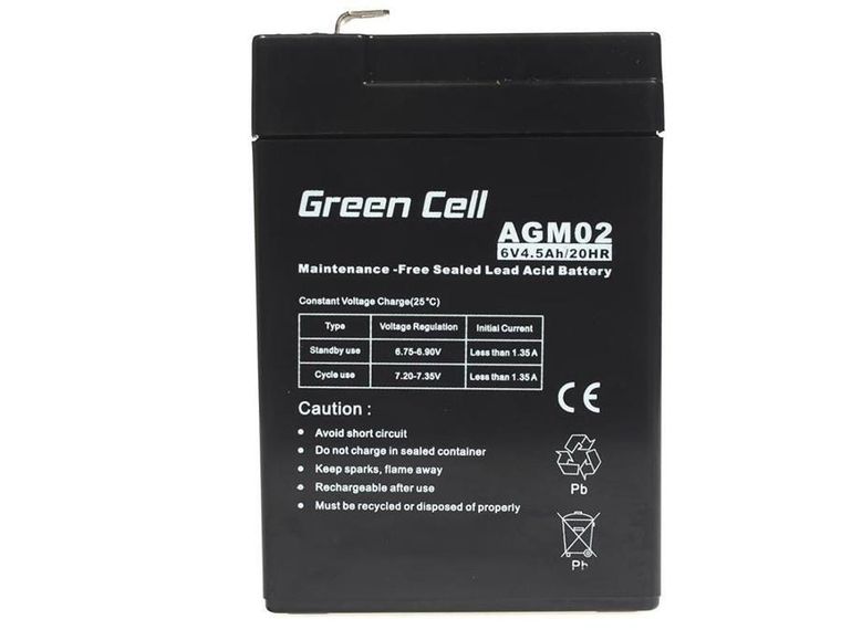 Green Cell, akumulator żelowy, AGM02, 6V, 4,5 Ah