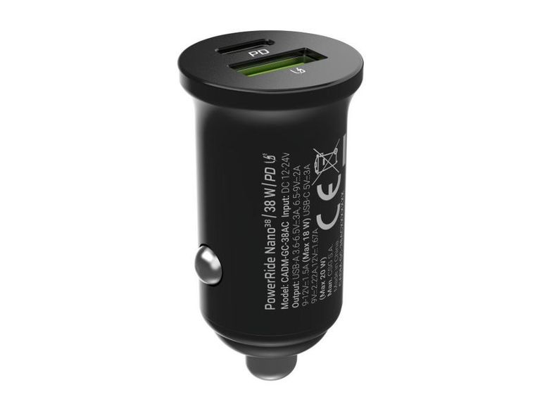 Green Cell, ładowarka samochodowa, PowerRide Nano38, 38W, 6A, 1xUSB-C, 1xUSB-A