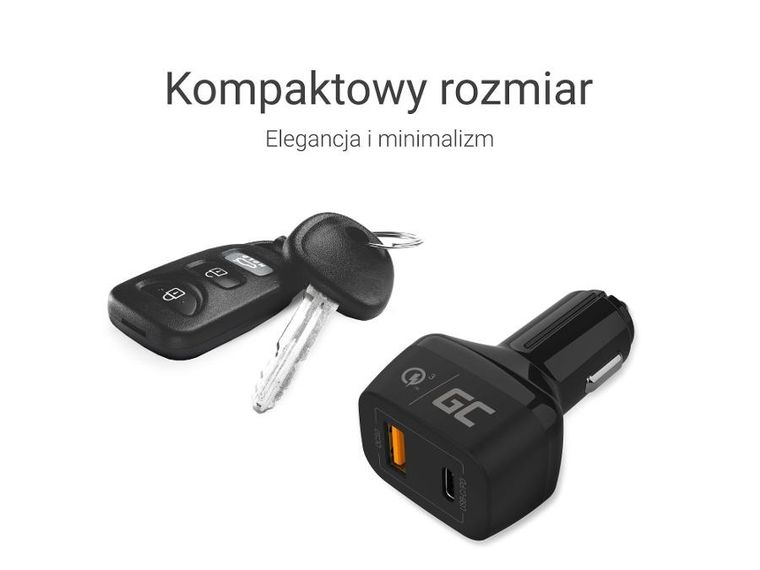Green Cell, ładowarka samochodowa, Usb-c + Usb