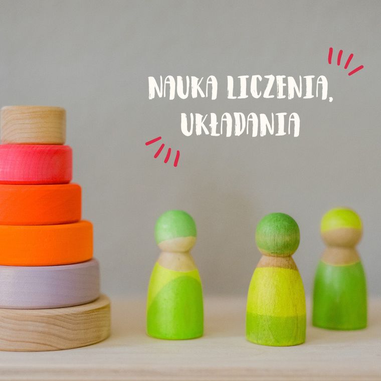Grimms, Przyjaciele, drewniane figurki, neon green, 3 szt.