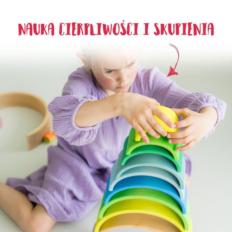 Grimm's, tęcza drewniana, neon green, 10 elementów