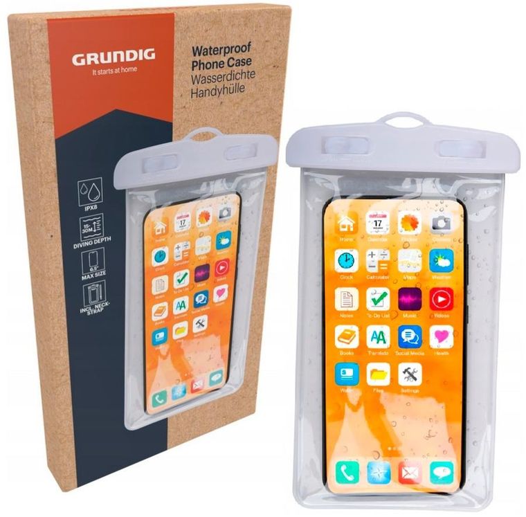 Grundig, wodoodporne etui na telefon, białe, 11,7-21 cm