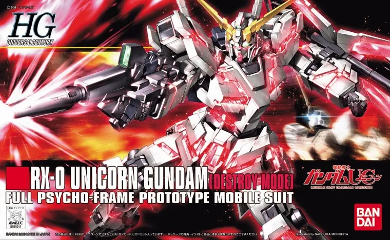 Gundam, RX-0 Unicorn Gundam Destroy Mode, figurka do złożenia, High Grade, 1:144