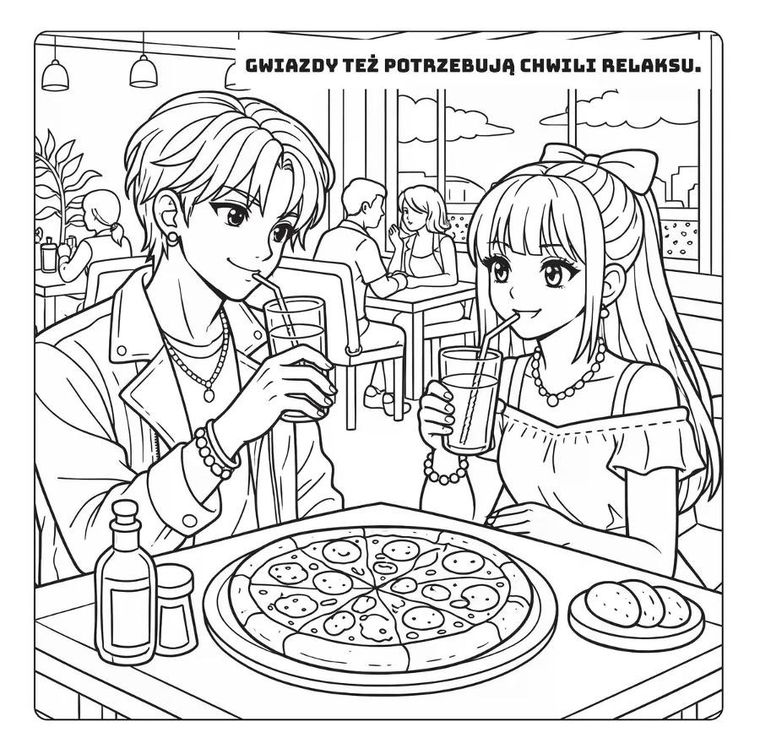 Gwiazdy k-pop. Idealny duet. Kolorowanka