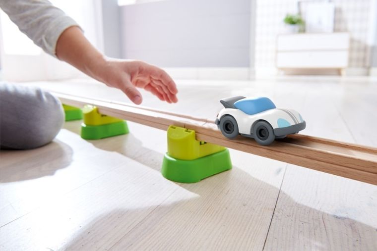 Haba, Kullerbu, sportowe auto, pojazd drewniany, biały