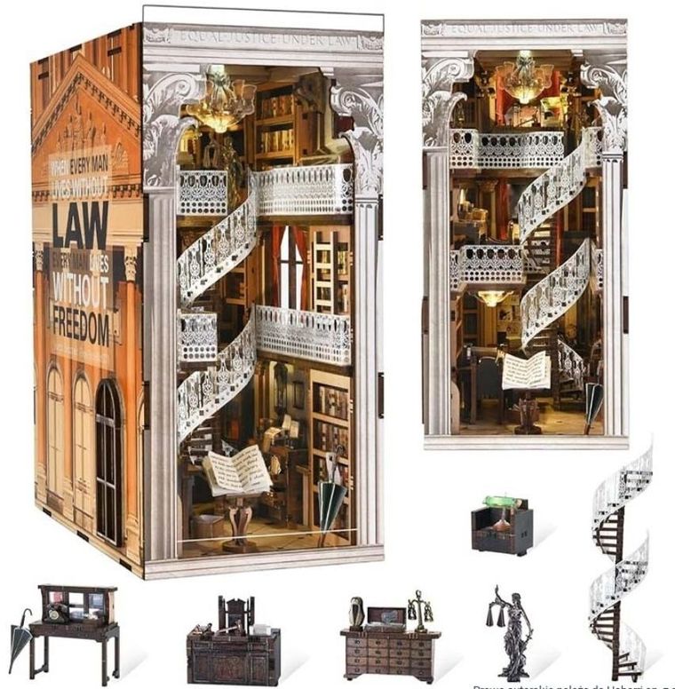 Habarri, Book Nook, Miniaturowy domek, Biblioteka Prawa, puzzle 3D, 550 elementó
