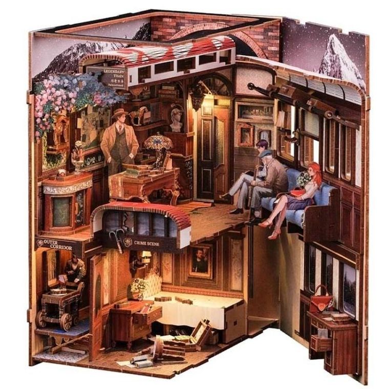 Habarri, Book Nook, Miniaturowy domek, Zagadka Orient Expressu, puzzle 3D, 383 elementów