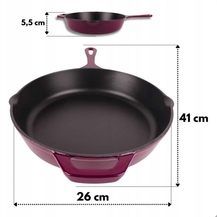 Hage, emaliowana patelnia żeliwna, fioletowa, 26 cm
