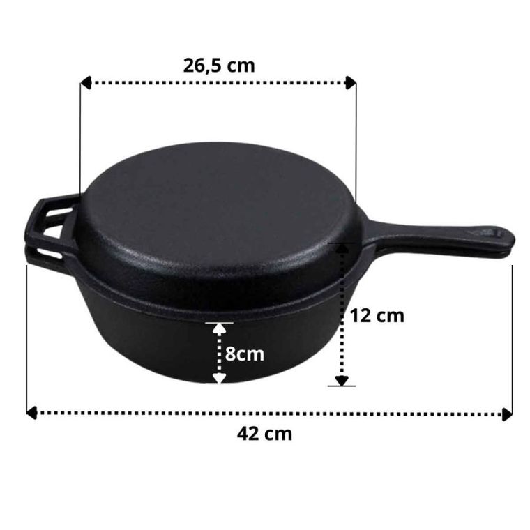 Hage, rondel żeliwny z patelnią 3w1, brytfanna