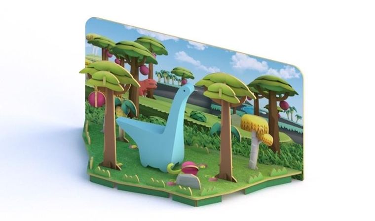 HalfToys, magnetyczna figurka do składania z makietą, Dinozaur Diplodok, 5 elementów