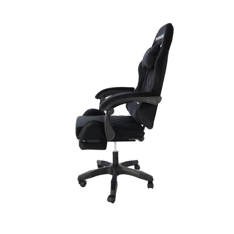 HaloFuture, fotel gamingowy, z podnóżkiem, czarny