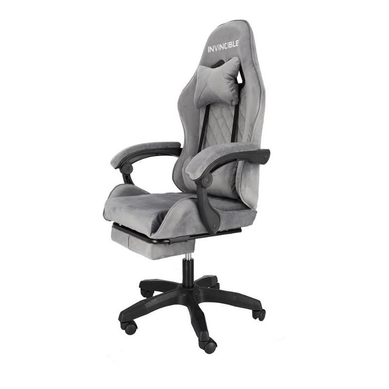 HaloFuture, fotel gamingowy, z podnóżkiem, szary