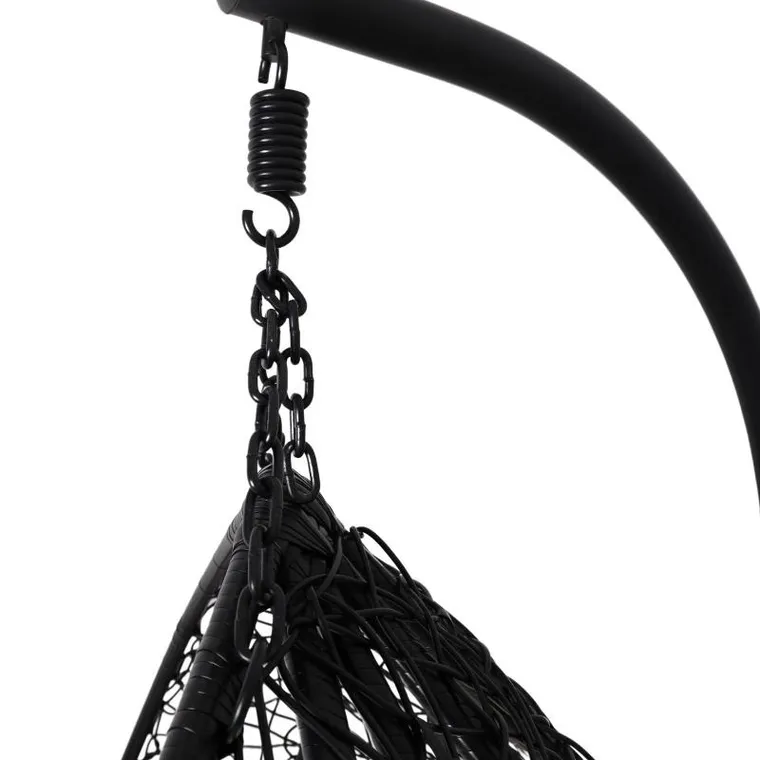 HaloFuture, fotel wiszący, dwuosobowy, kokon, czarny, beżowa poduszka