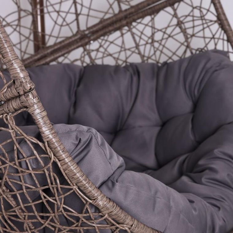 HaloFuture, fotel wiszący, kokon, huśtawka, brązowy, szara poduszka