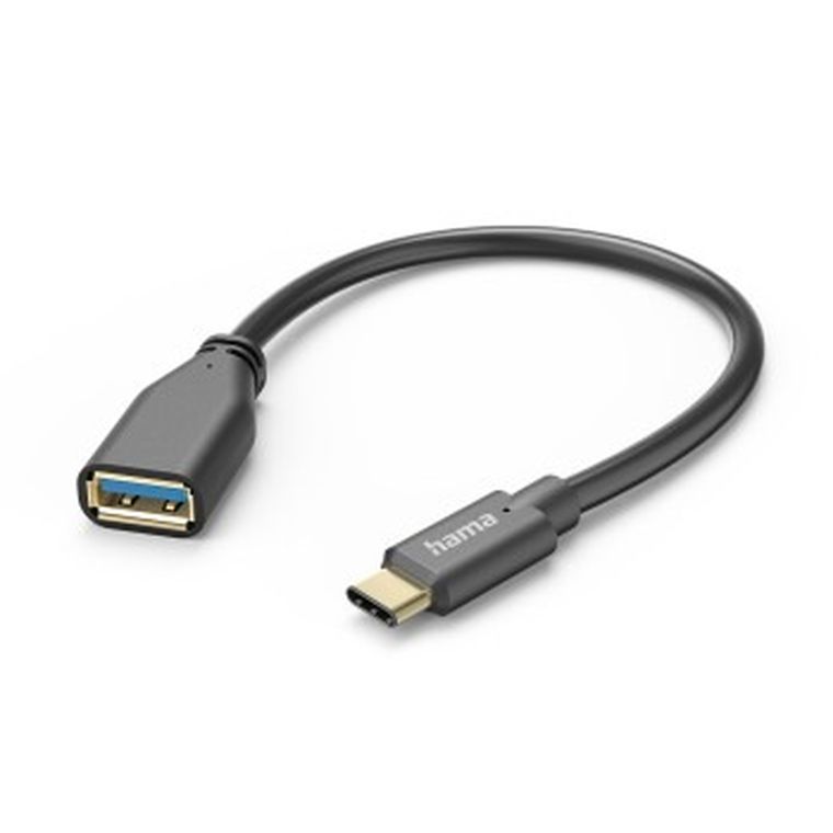 Hama, kabel przejściowy otg, USB, 30 a, USB, type-c, wtyk, 15 cm, czarny