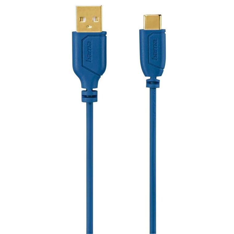 Hama, kabel USB-C-USB 2.0 A, flexi-slim, 0.75m, niebieski
